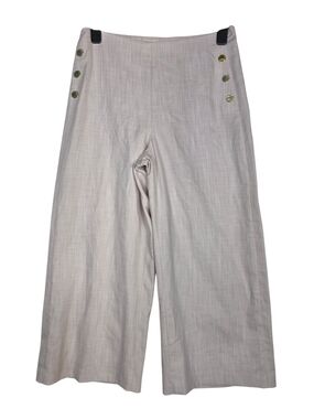 Ted Baker linen weaved Light Pink Wide-Leg Capris with Gold Buttons